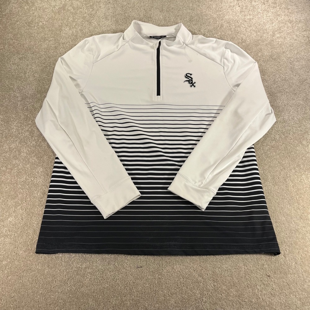 Levelwear Chicago White Sox Pullover Mens XL White Black Striped Quarter Zip MLB